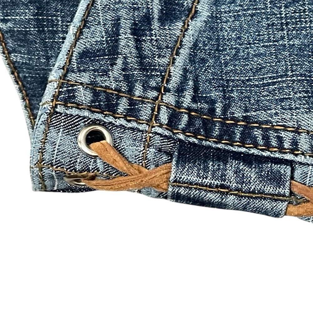 SEBO PARIS Y2K Juniors Lace up leg Blue Flared Women Jeans 13/14 - Picture 3 of 4